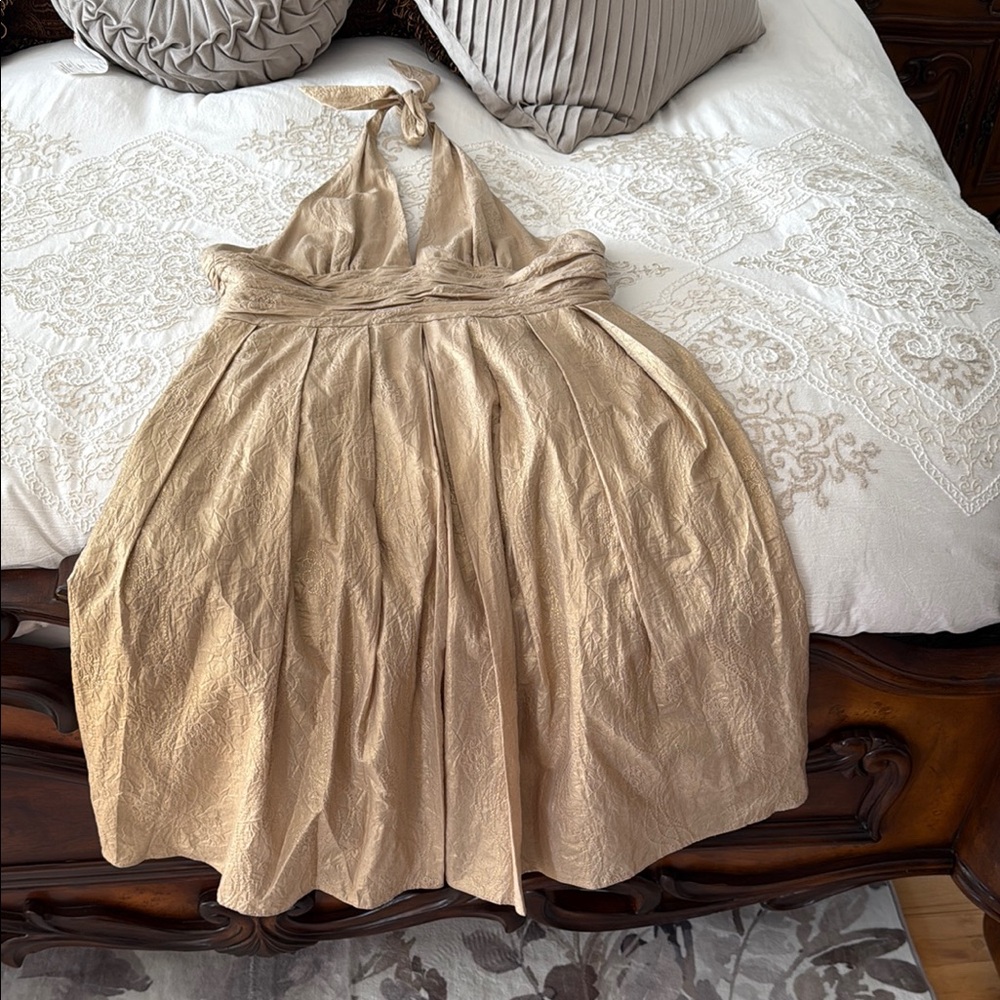Adrianna Papell Gold Textured Dress